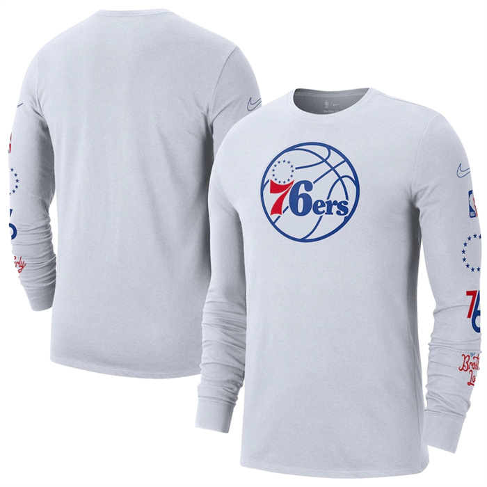 Men's Philadelphia 76ers White 2022/23 City Edition Essential Expressive Long Sleeve T-Shirt